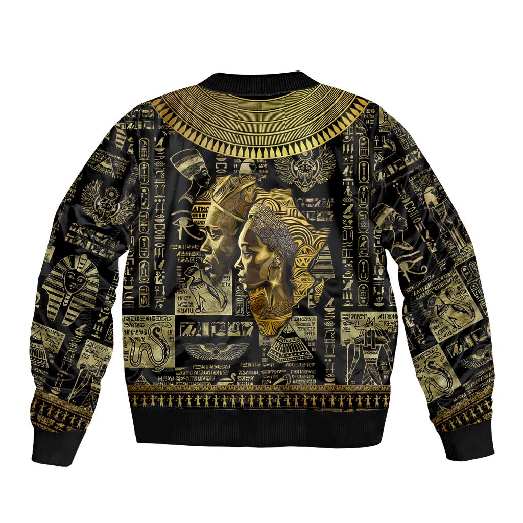 Egypt Pharaoh Bomber Jacket Egyptian Hieroglyphs and Symbols