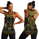 Egypt Pharaoh Women Racerback Tank Egyptian Hieroglyphs and Symbols