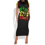 Reggae One Love Short Sleeve Bodycon Dress African DT02