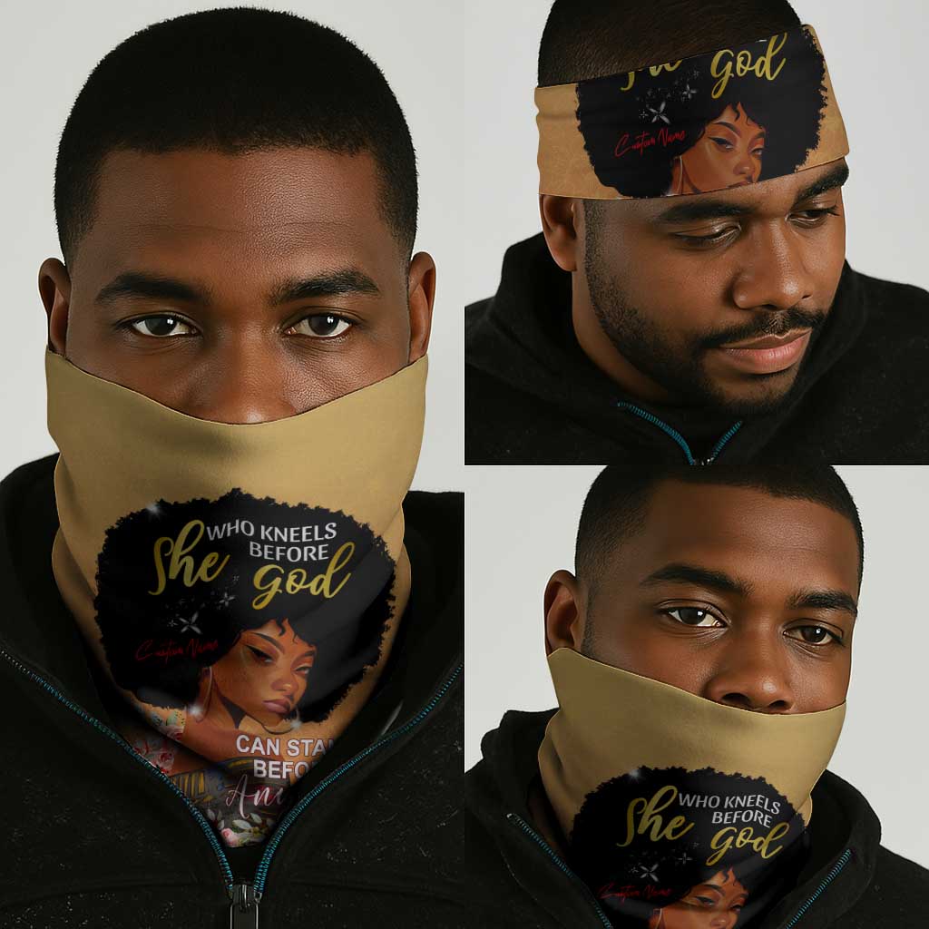 Personalized African Black Women Neck Gaiter She Who Kneels Before God DT02