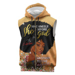 Personalized African Black Women Sleeveless Zip Hoodie She Who Kneels Before God - African Pride