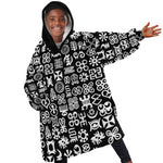 African Adinkra KId Wearable Blanket Hoodie - Mixed Pattern Symbols