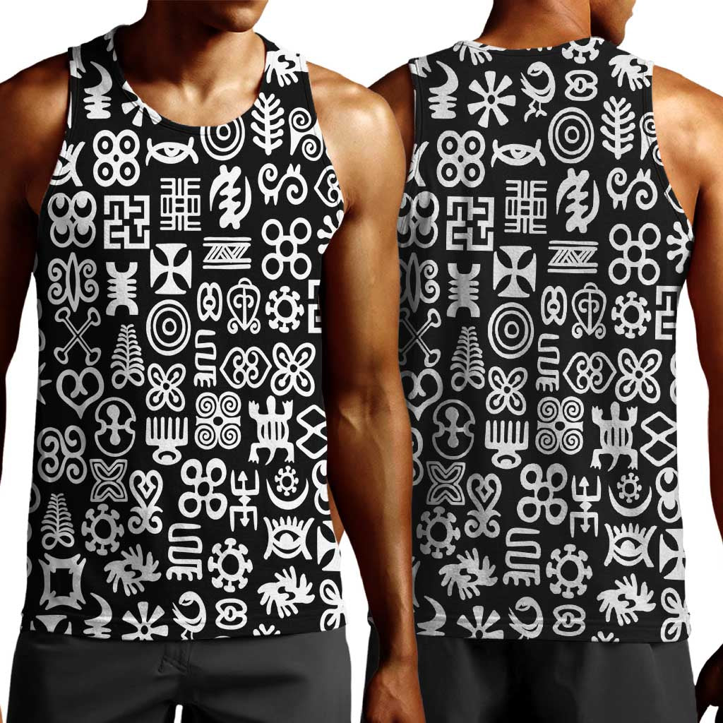 African Adinkra Men Tank Top - Mixed Pattern Symbols