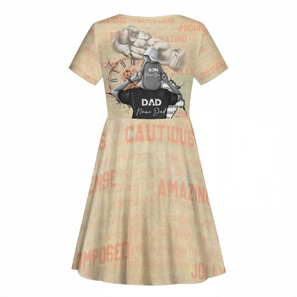 Gift for Dad - Personalized African Father and Son Kid Short Sleeve Dress