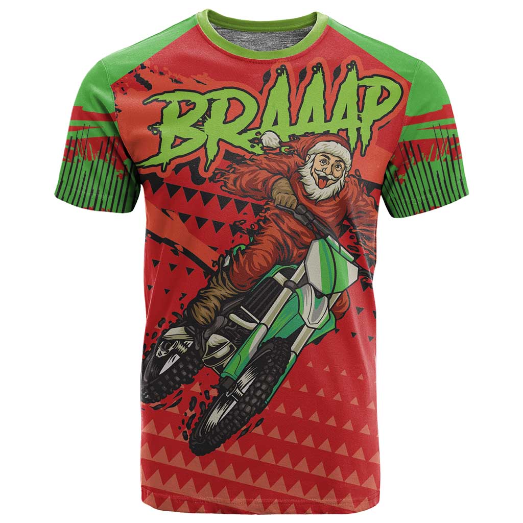 Afro Santa Braaap T shirt Motorcross Christmas