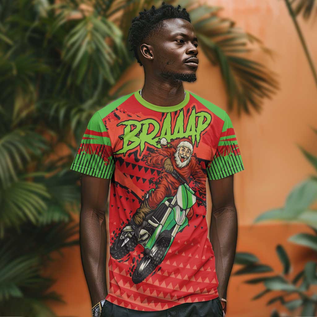 Afro Santa Braaap T shirt Motorcross Christmas