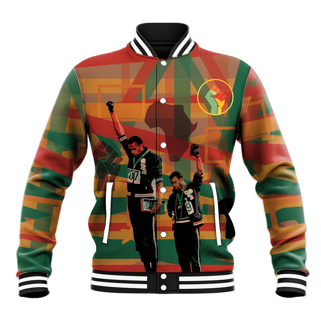 African American 1968 Baseball Jacket Black Power Fists of Freedom