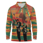 African American 1968 Long Sleeve Polo Shirt Black Power Fists of Freedom
