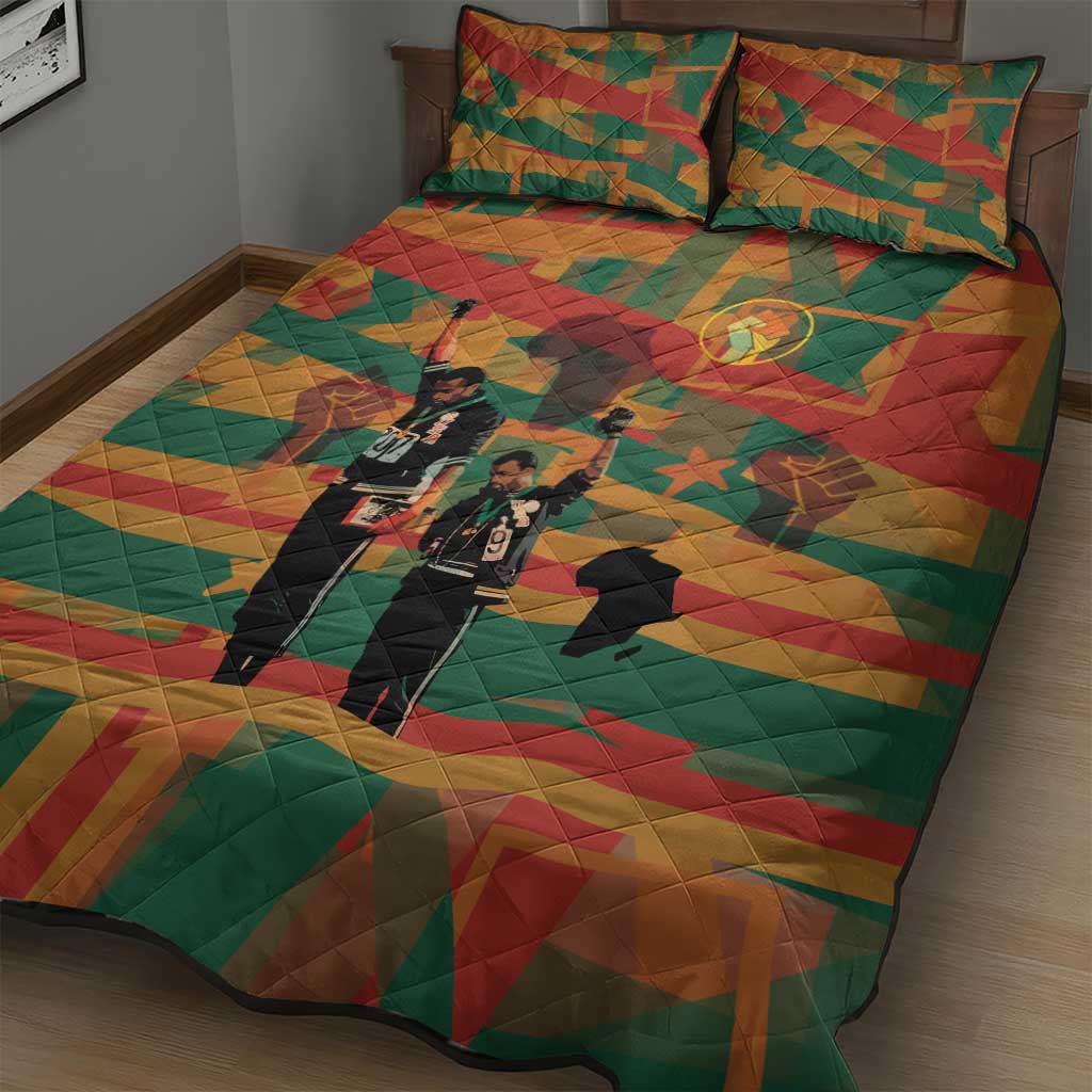 African American 1968 Quilt Bed Set Black Power Fists of Freedom