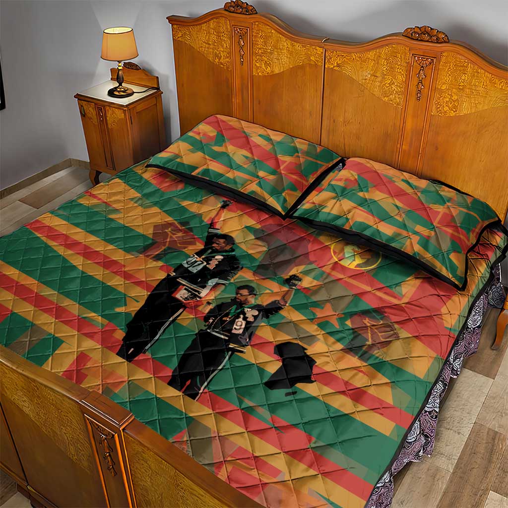 African American 1968 Quilt Bed Set Black Power Fists of Freedom