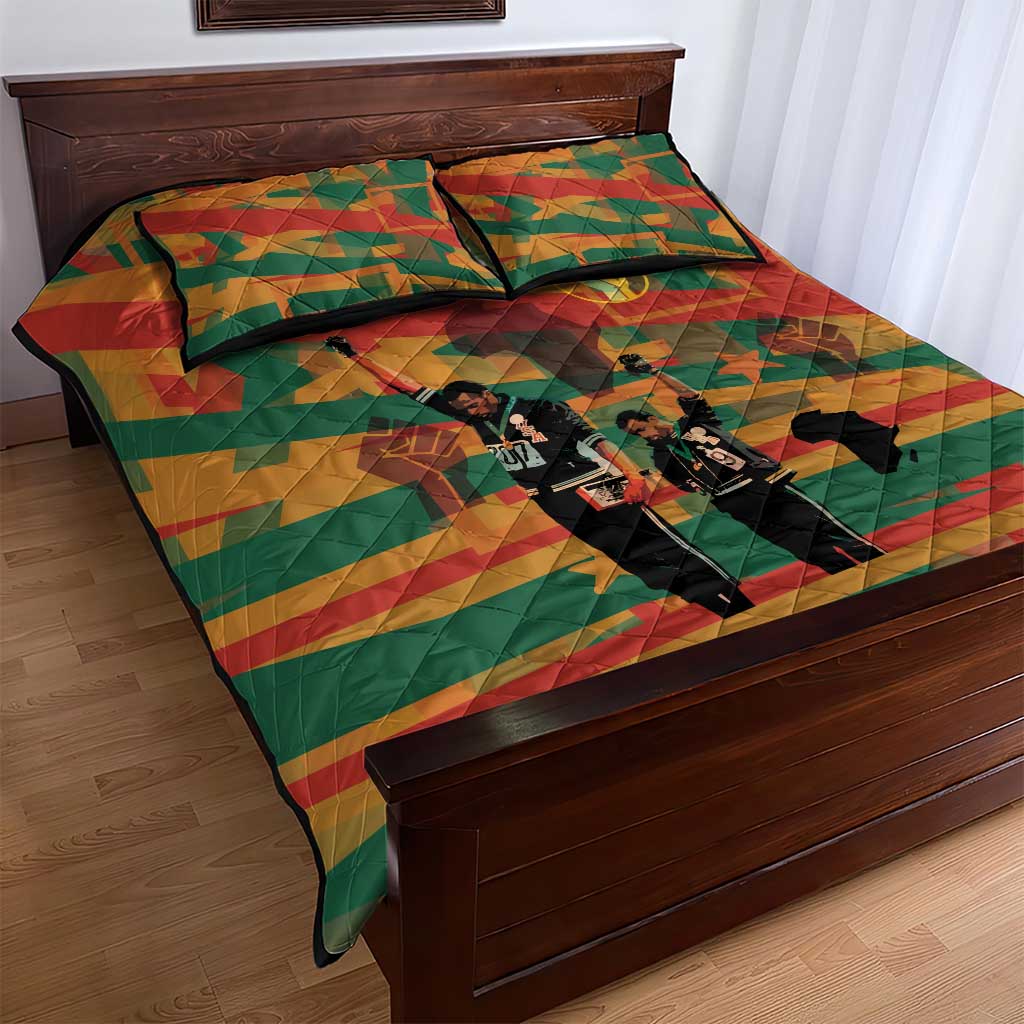 African American 1968 Quilt Bed Set Black Power Fists of Freedom