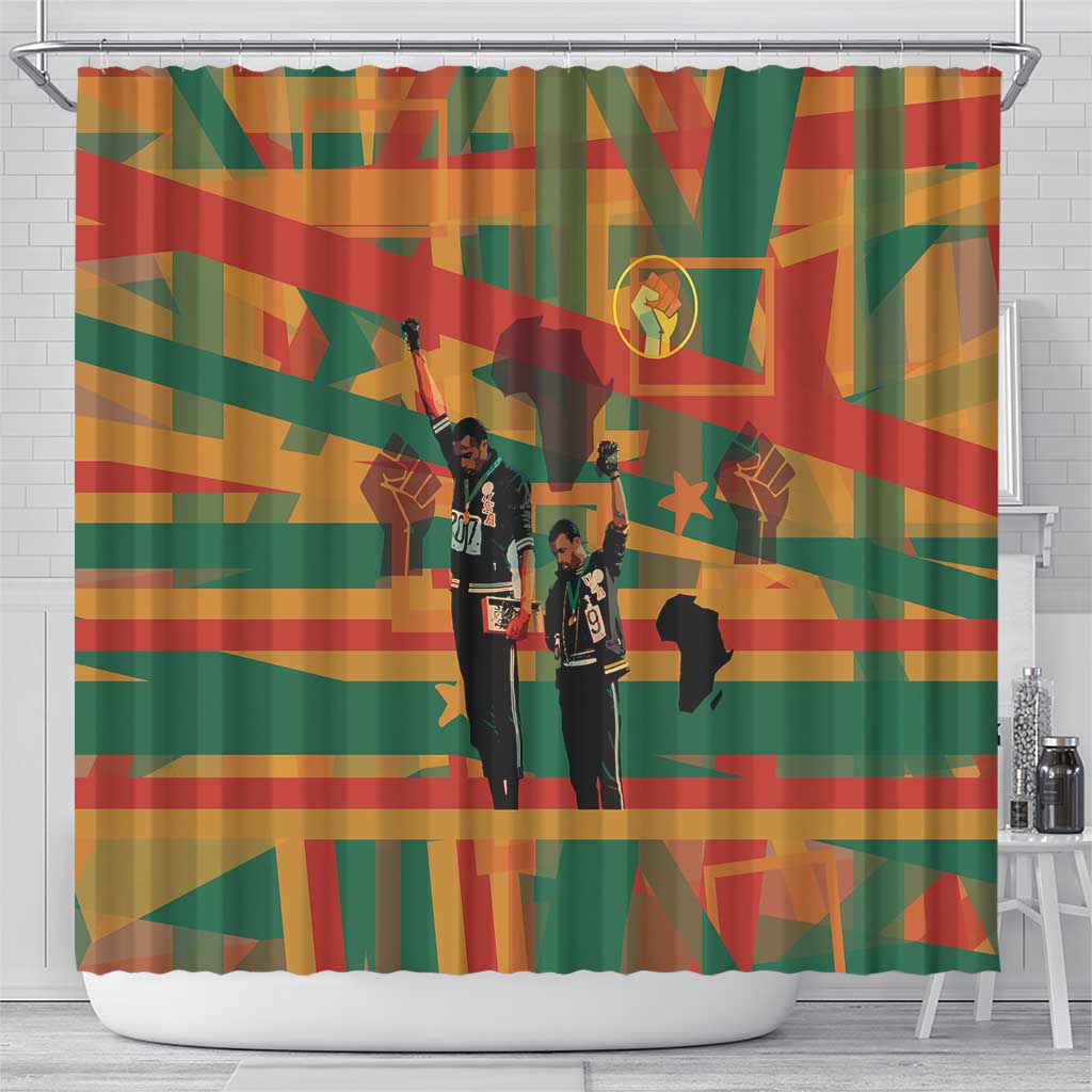 African American 1968 Shower Curtain Black Power Fists of Freedom