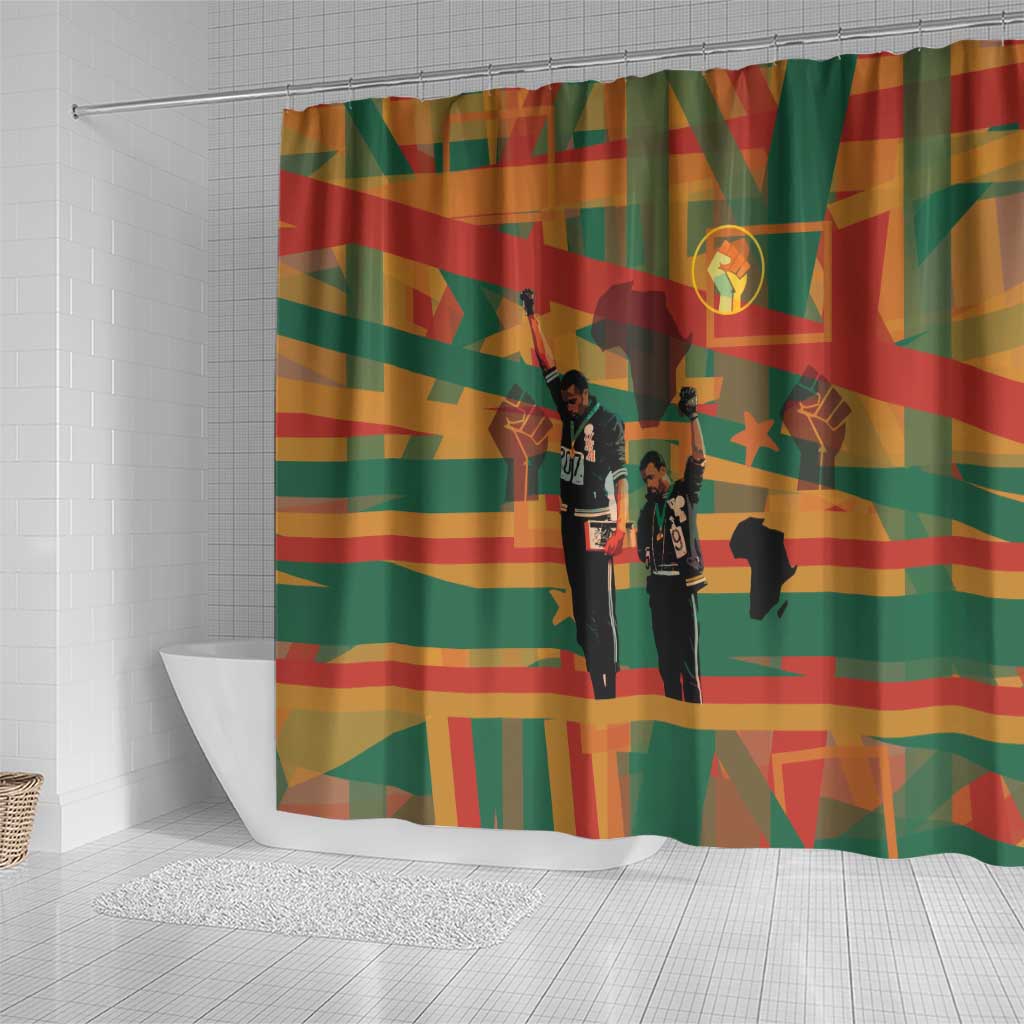 African American 1968 Shower Curtain Black Power Fists of Freedom