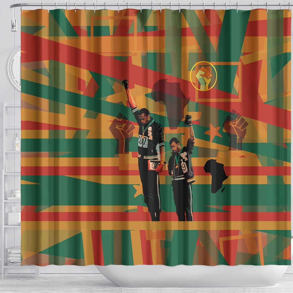 African American 1968 Shower Curtain Black Power Fists of Freedom