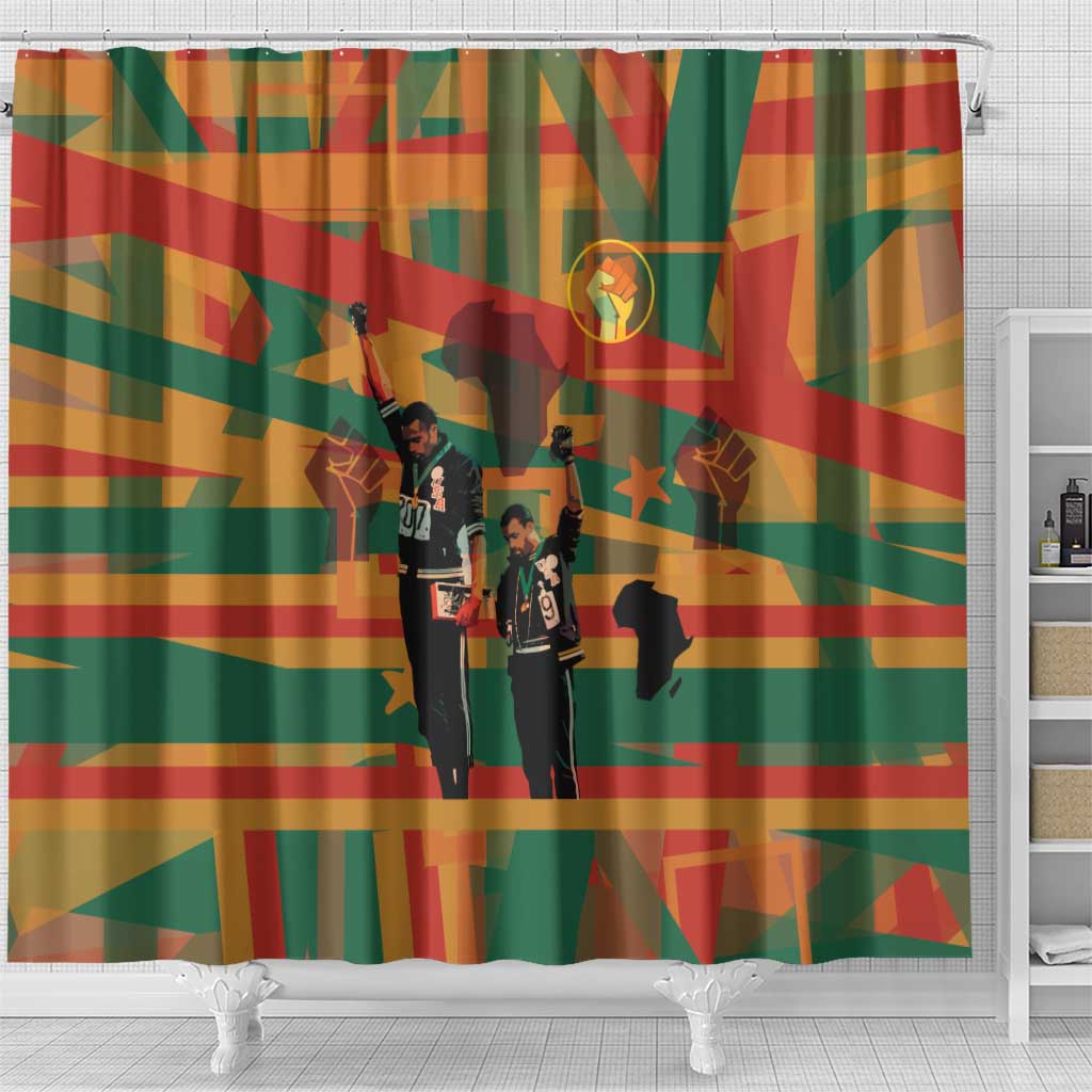 African American 1968 Shower Curtain Black Power Fists of Freedom