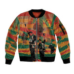 African American 1968 Sleeve Zip Bomber Jacket Black Power Fists of Freedom