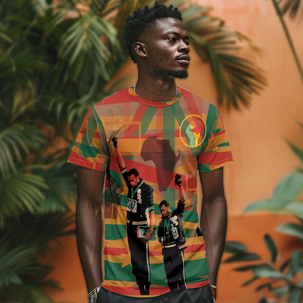 African American 1968 T shirt Black Power Fists of Freedom