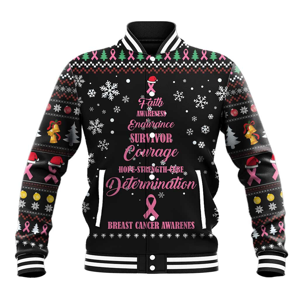 Christmas Tree Breast Cancer Afro Baseball Jacket Survivor African