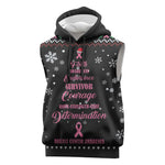 Christmas Tree Breast Cancer Afro Sleeveless Hoodie Survivor African - African Pride