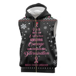 Christmas Tree Breast Cancer Afro Sleeveless Zip Hoodie Survivor African - African Pride