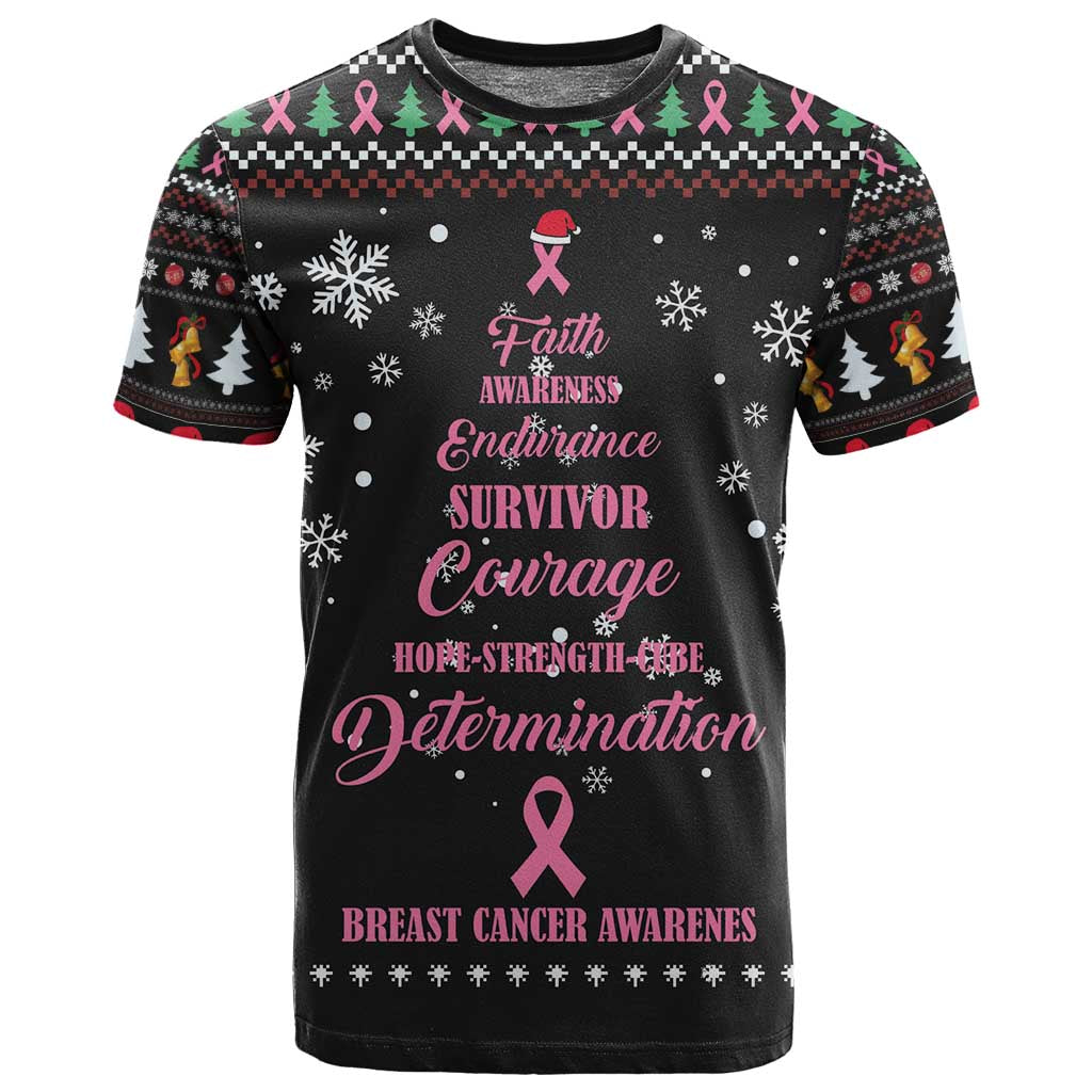 Christmas Tree Breast Cancer Afro T shirt Survivor African