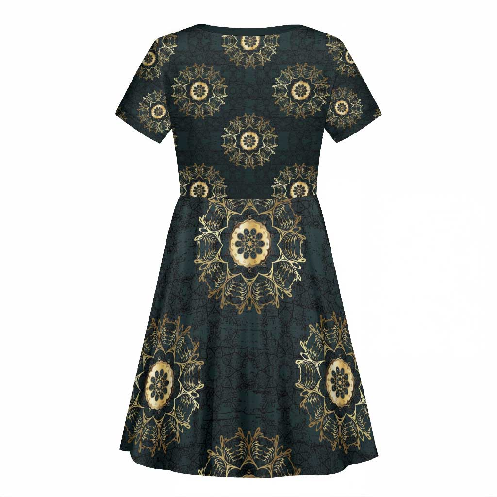 Personalized Afro Women Kid Short Sleeve Dress Powerful African Pattern