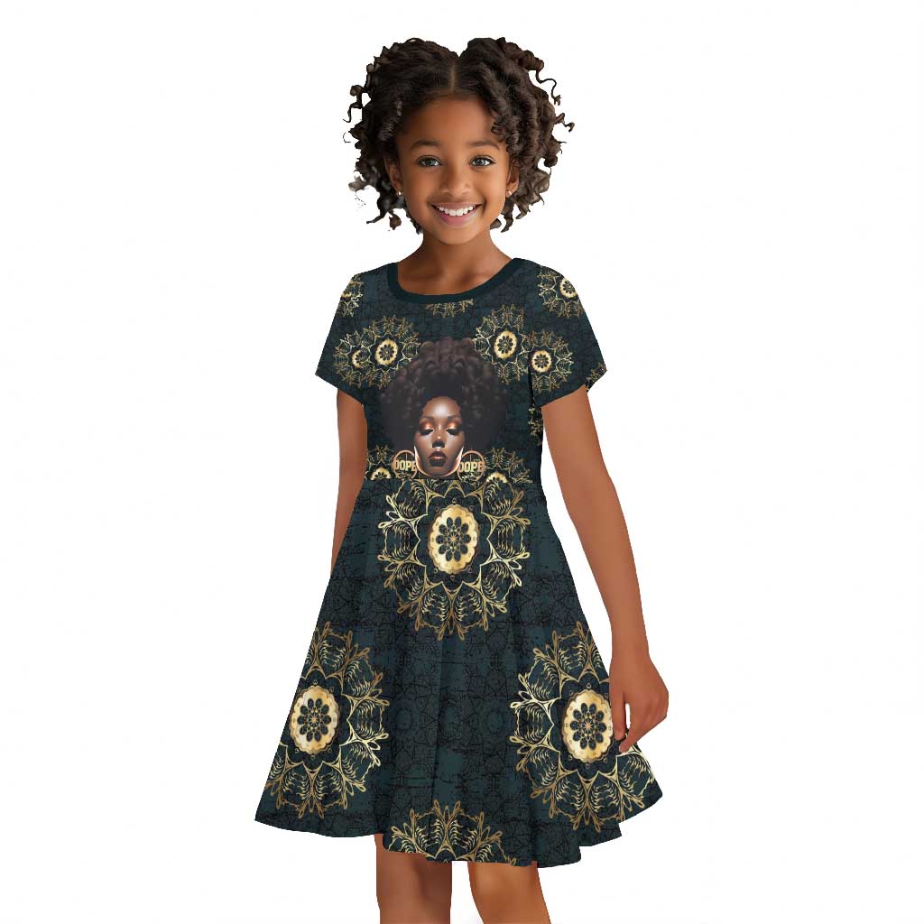 Personalized Afro Women Kid Short Sleeve Dress Powerful African Pattern