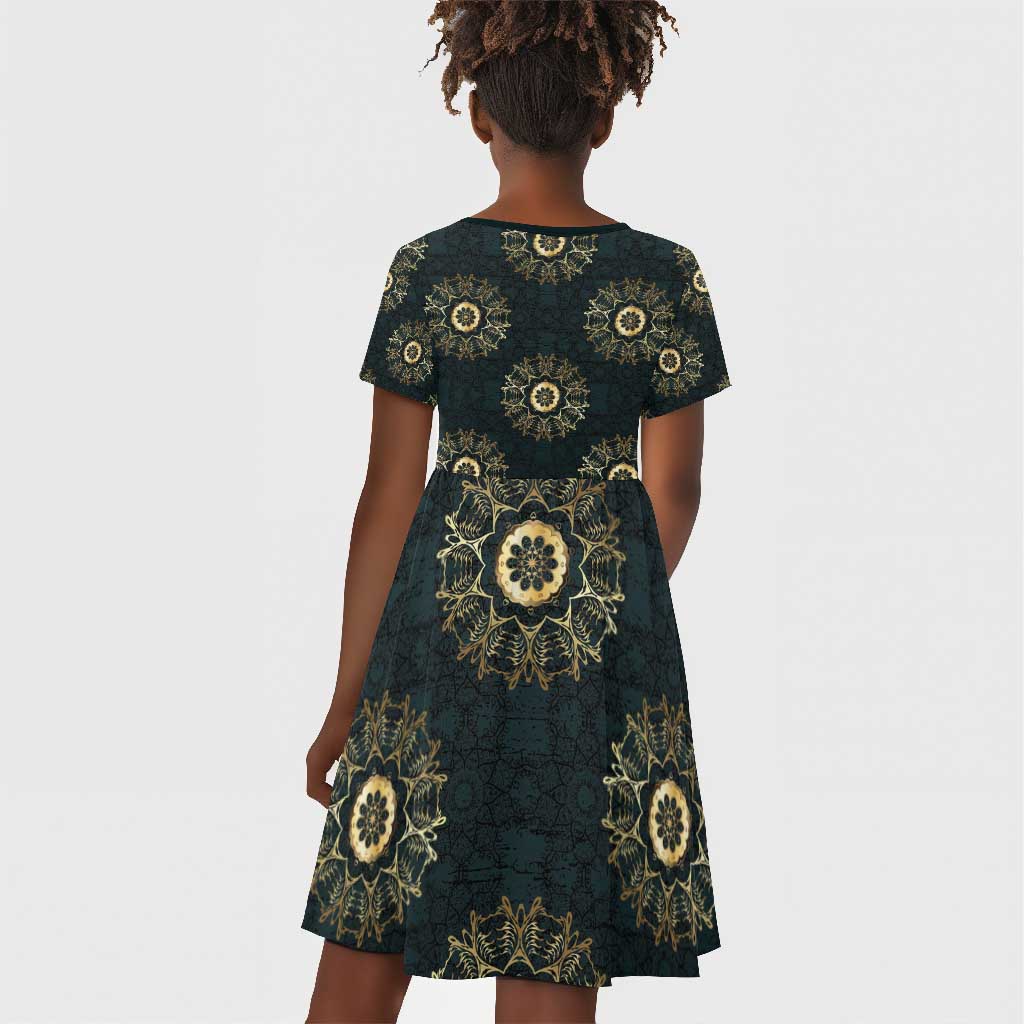 Personalized Afro Women Kid Short Sleeve Dress Powerful African Pattern