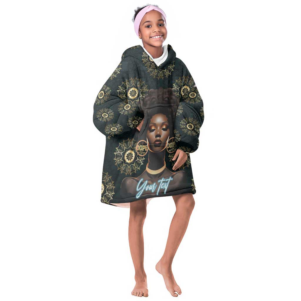 Personalized Afro Women Kid Wearable Blanket Hoodie Powerful African Pattern