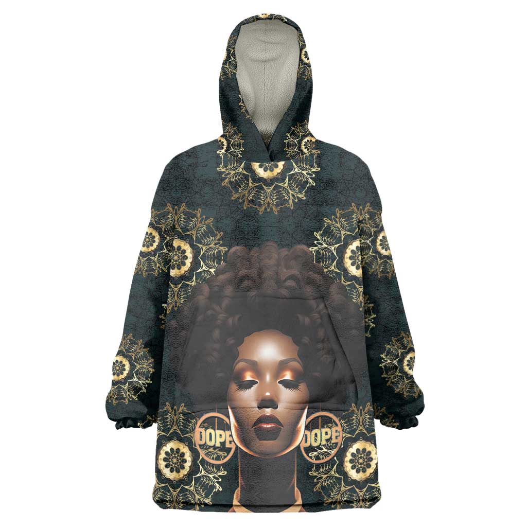 Personalized Afro Women Kid Wearable Blanket Hoodie Powerful African Pattern