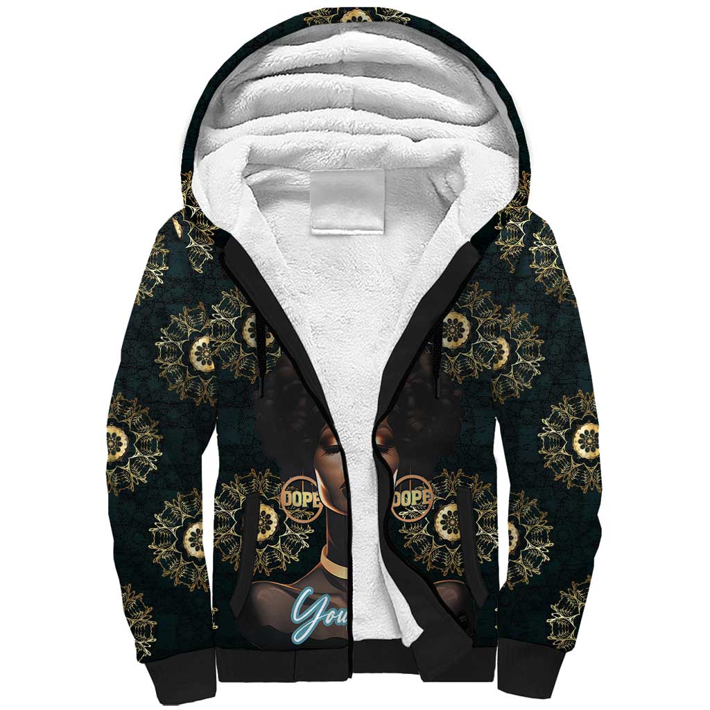 Afro Chad Christmas Sherpa Hoodie Coat Of Arms With African Pattern LT15 main image 0