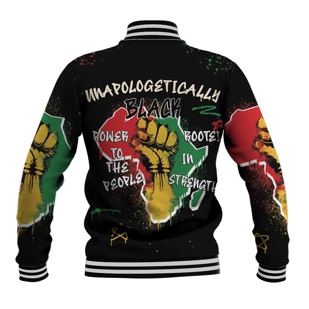 African Black Power Baseball Jacket Unapologetically Black Raised Fist