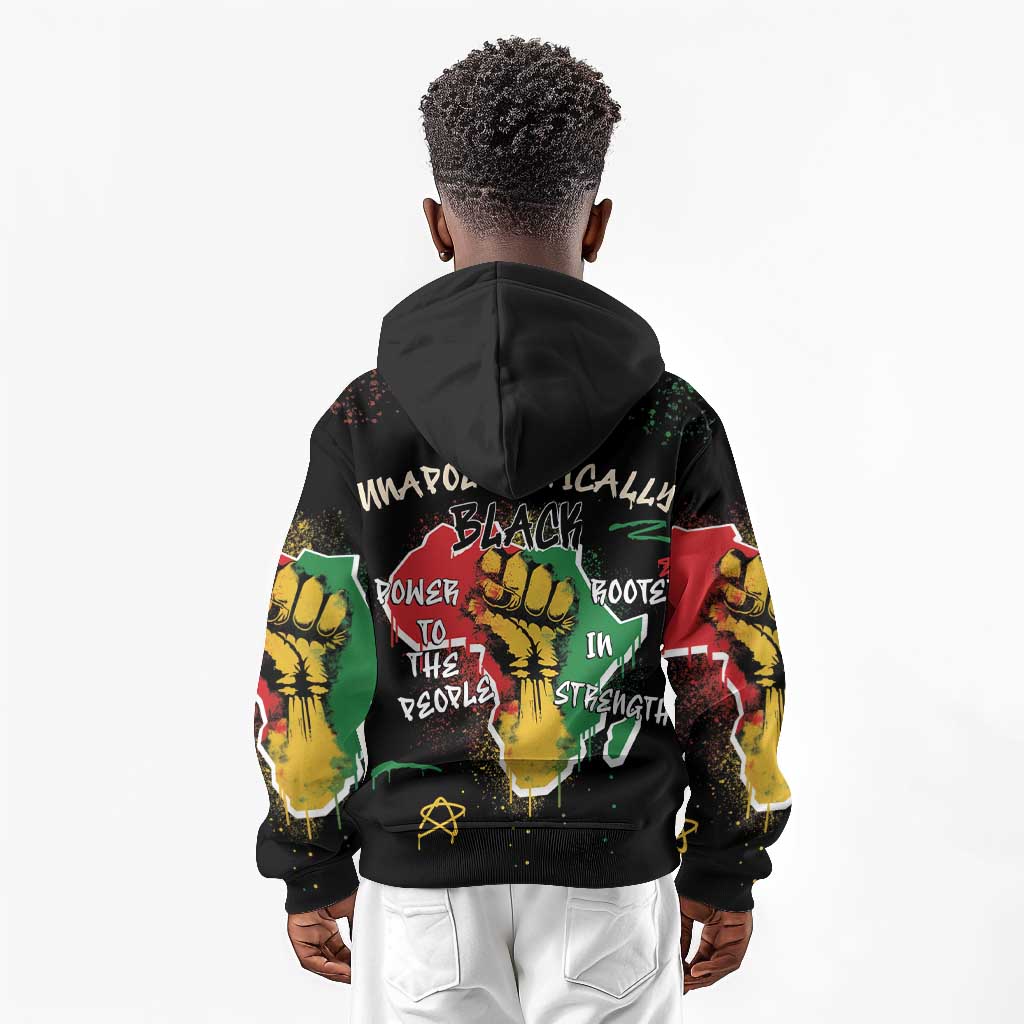 African Black Power Kid Hoodie Unapologetically Black Raised Fist