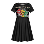 African Black Power Kid Short Sleeve Dress Unapologetically Black Raised Fist