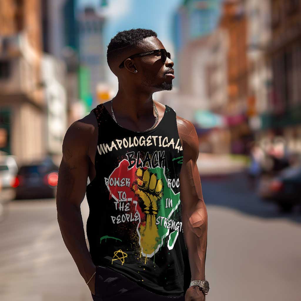 African Black Power Men Tank Top Unapologetically Black Raised Fist