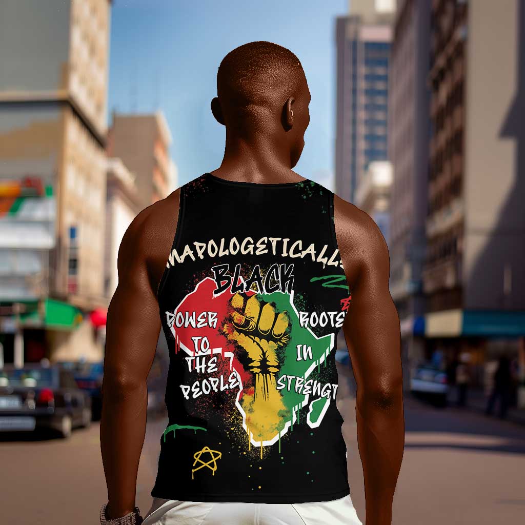 African Black Power Men Tank Top Unapologetically Black Raised Fist