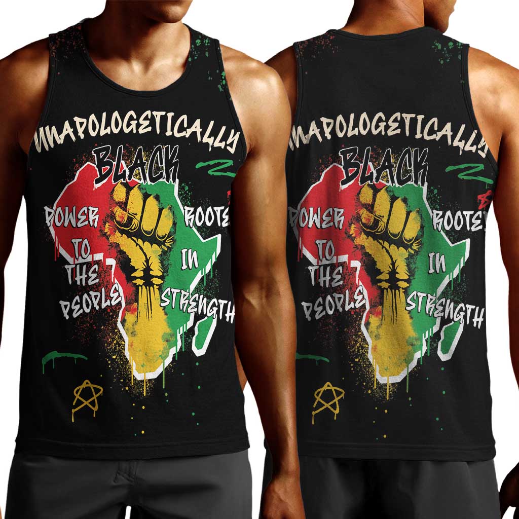African Black Power Men Tank Top Unapologetically Black Raised Fist