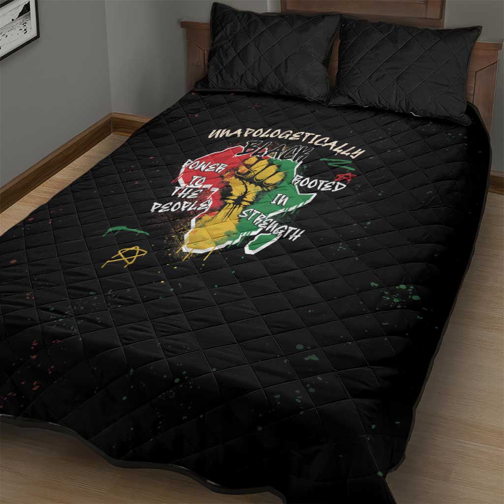 African Black Power Quilt Bed Set Unapologetically Black Raised Fist