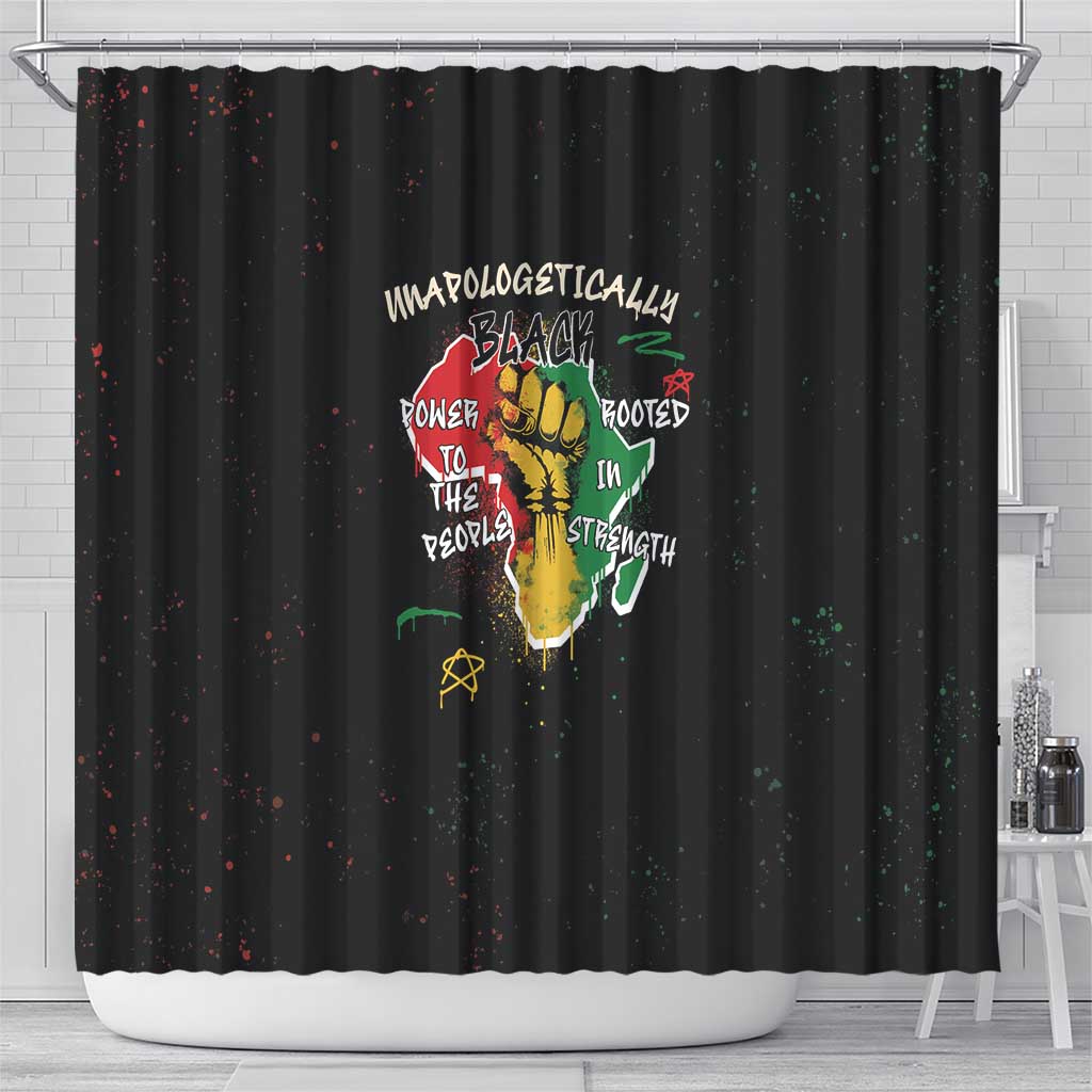 African Black Power Shower Curtain Unapologetically Black Raised Fist