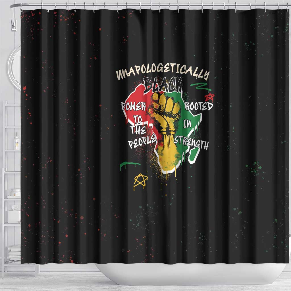 African Black Power Shower Curtain Unapologetically Black Raised Fist
