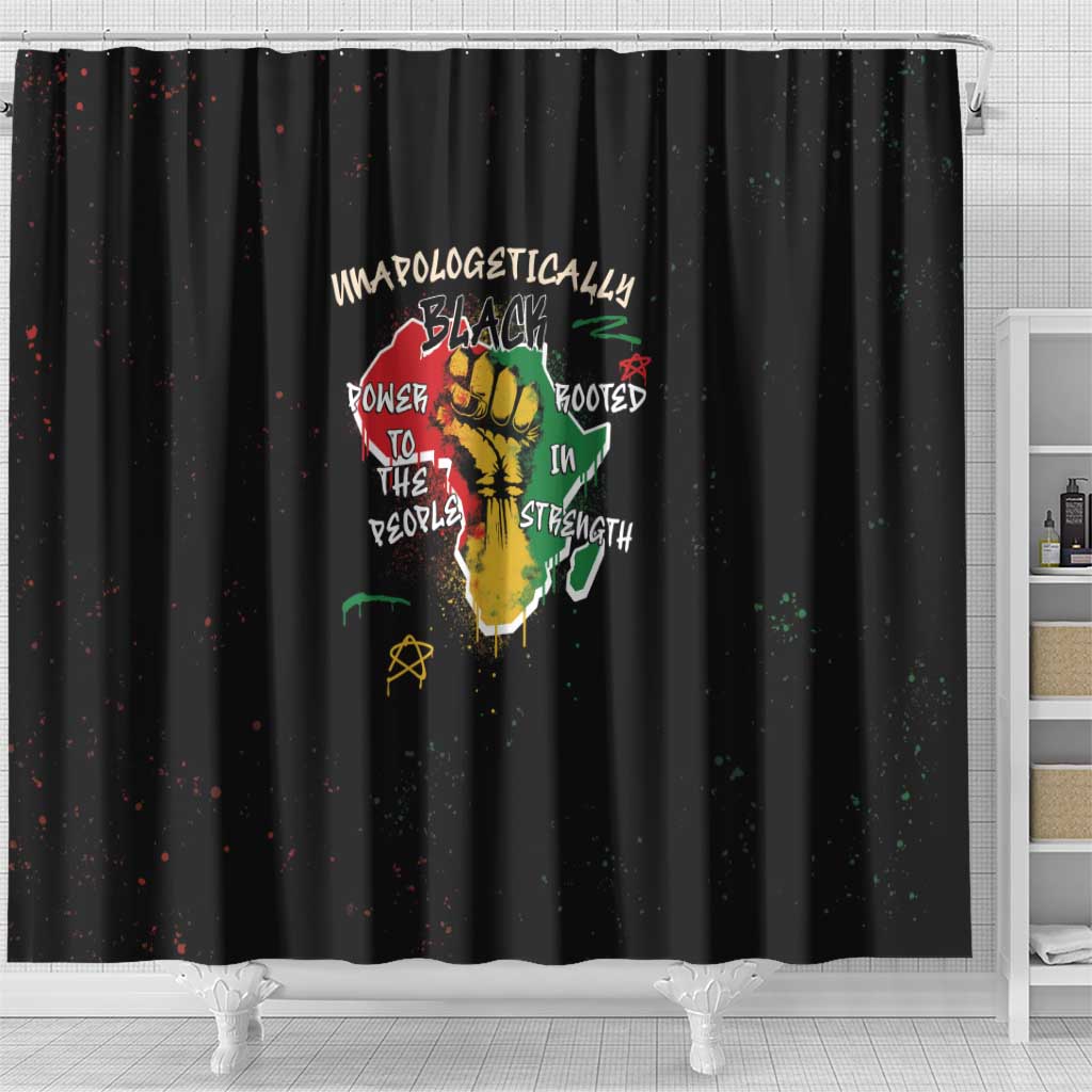 African Black Power Shower Curtain Unapologetically Black Raised Fist