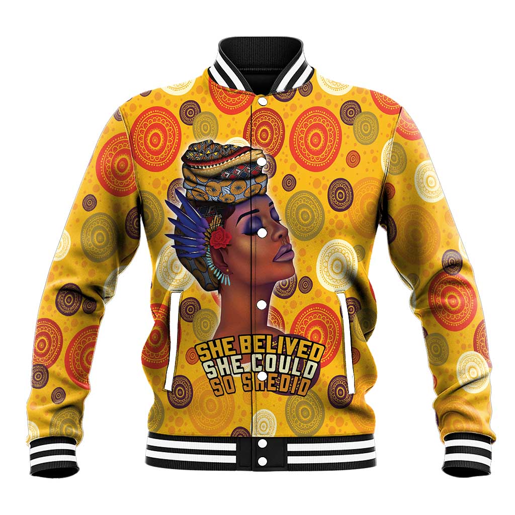 African Women Baseball Jacket She Believed She Could So She Did