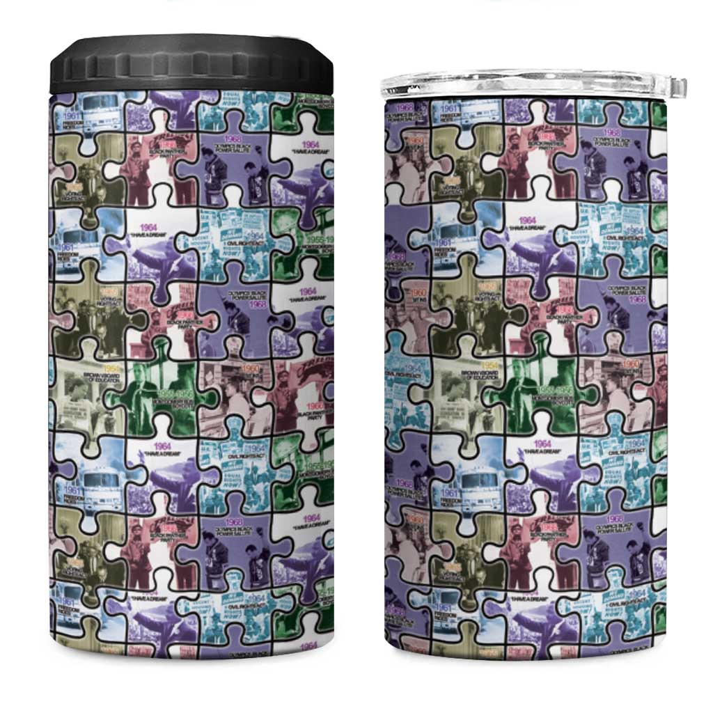 African American 4 in 1 Can Cooler Tumbler The Civil Rights Journey in Puzzle