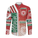 Morocco Soccer Long Sleeve Button Shirt Atlas Lions Football - Road To Champion