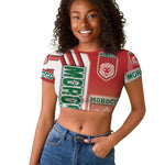 Morocco Soccer Raglan Cropped T shirt Atlas Lions Football - Road To Champion