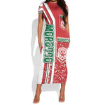 Morocco Soccer Short Sleeve Bodycon Dress Atlas Lions Football - Road To Champion DT03
