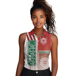 Morocco Soccer Women Sleeveless Polo Shirt Atlas Lions Football - Road To Champion
