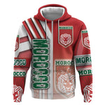 Morocco Soccer Zip Hoodie Atlas Lions Football - Road To Champion