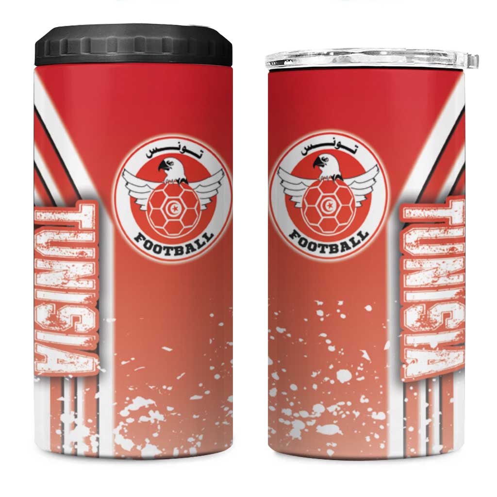 Tunisia Soccer 4 in 1 Can Cooler Tumbler Eagles of Carthage Football - Road To Champion