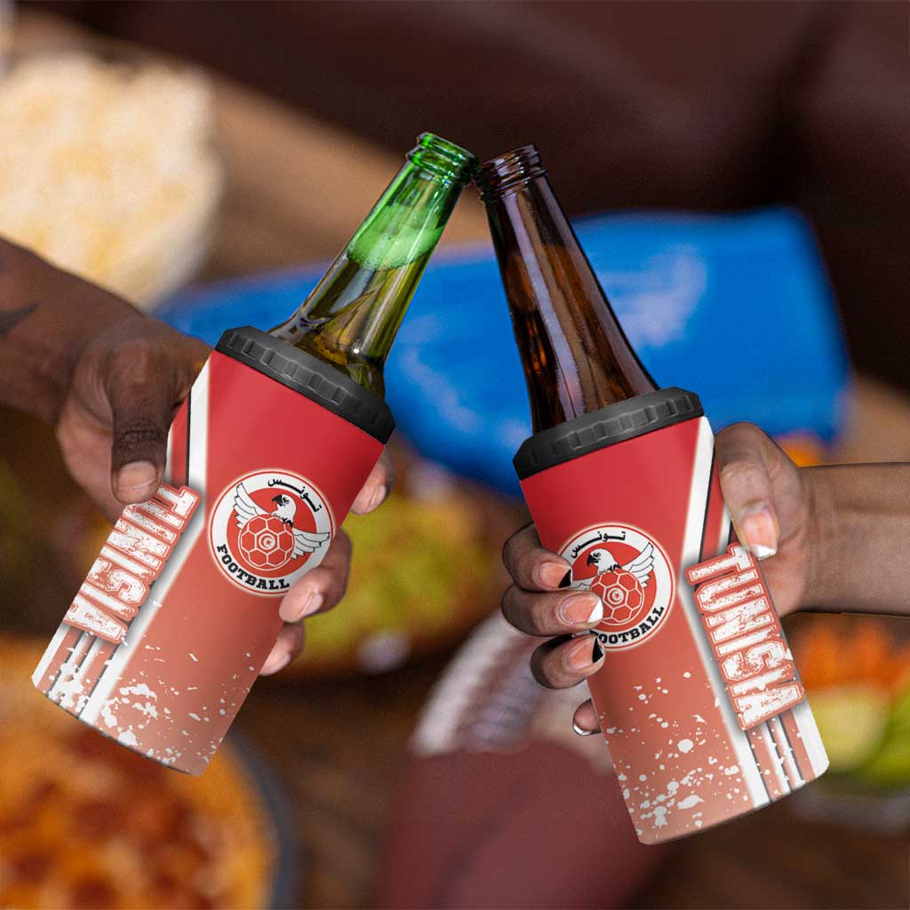 Tunisia Soccer 4 in 1 Can Cooler Tumbler Eagles of Carthage Football - Road To Champion